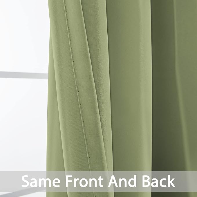Yakamok Room Darkening Curtains 52x72 inch Length Sage Green-Living Room | 2 - Image 6