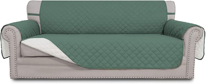 Easy-Going Reversible Couch Cover, 3 Cushion Sofa, Cyan/Ivory | Machine by Easy-Going