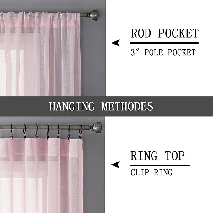 Tollpiz Sheer Curtains Linen Textured Living Room Curtain Sheers Light - Image 5