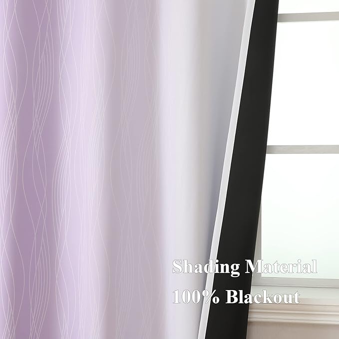 Lilac and Greyish White Ombre Blackout Curtains Living Room 96 Inches Long | - Image 5
