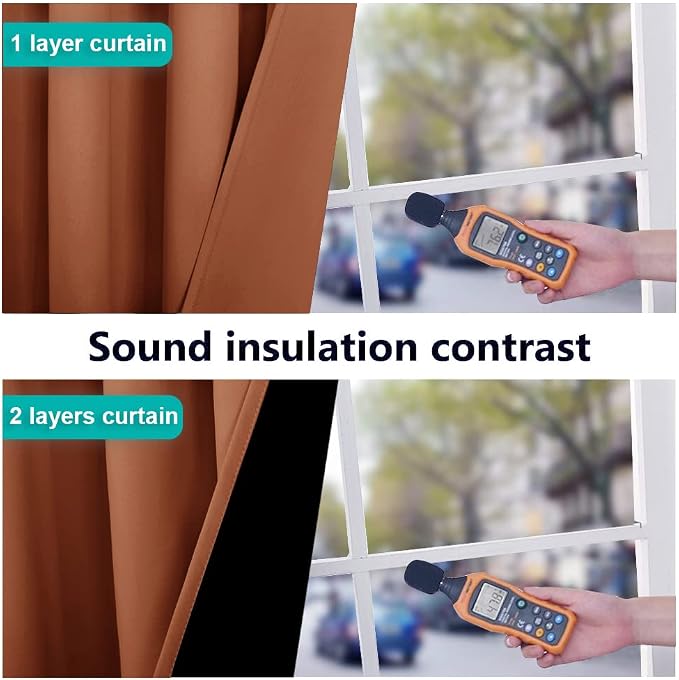 NICETOWN Full Shade Curtain Panels, Burnt Orange, Pair of Thermal Insulated & - Image 4
