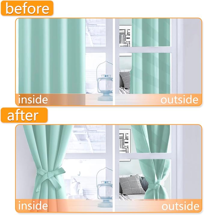 RV Short Blackout Curtains for Bedroom, 2 Panels, Aqua 52 x 36 Inch | Thermal - Image 4
