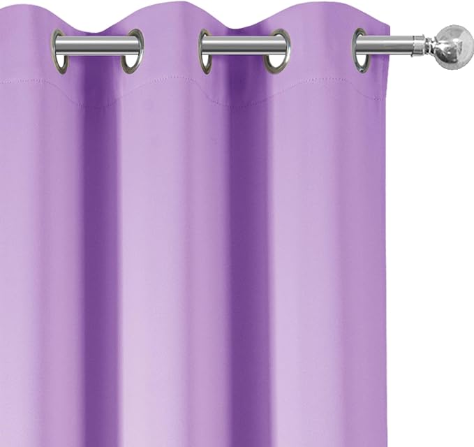 Blackout Curtains 66 x 72 Inch Long Lavender Curtains Set of 2 Panels Room - Image 6