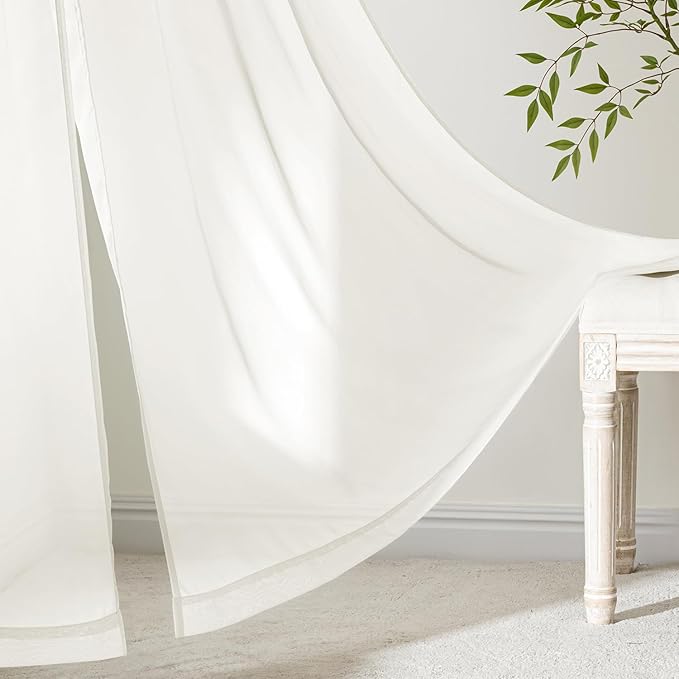 MIULEE Ivory Sheer Curtains 84 Inches Long 4 Panels 42 x 84 Inches | Light - Image 6