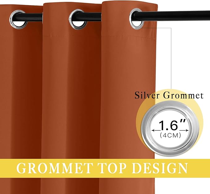 NICETOWN Burnt Orange Sliding Glass Door Curtain - Image 3