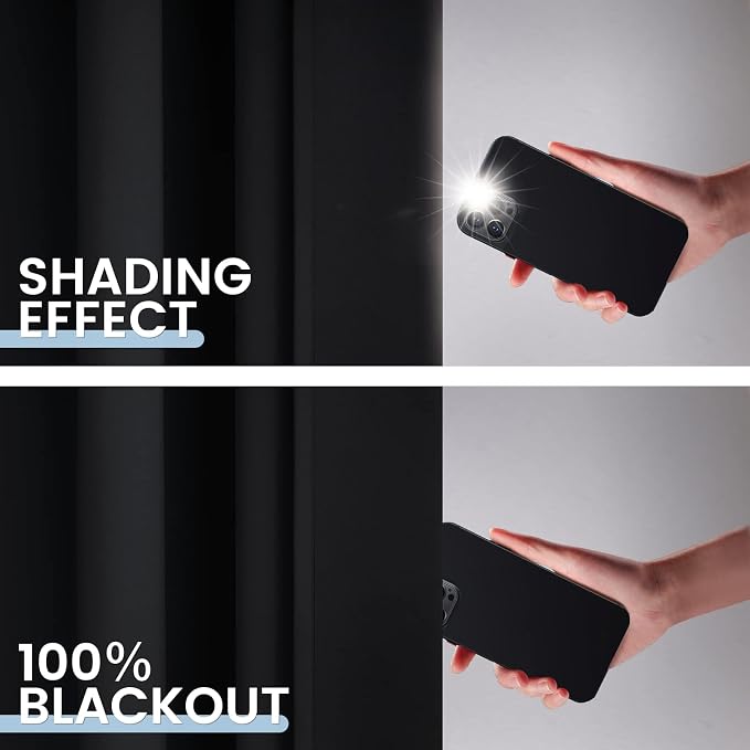 SimpleHome Black 100% Blackout Curtains Room Darkening Living Room 72 Inch | - Image 4