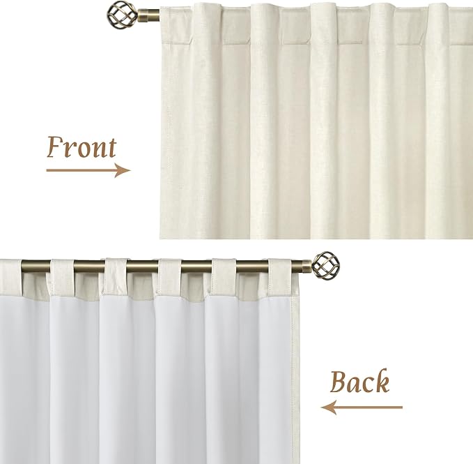 Natural 100% Blackout Linen Curtains - Image 3