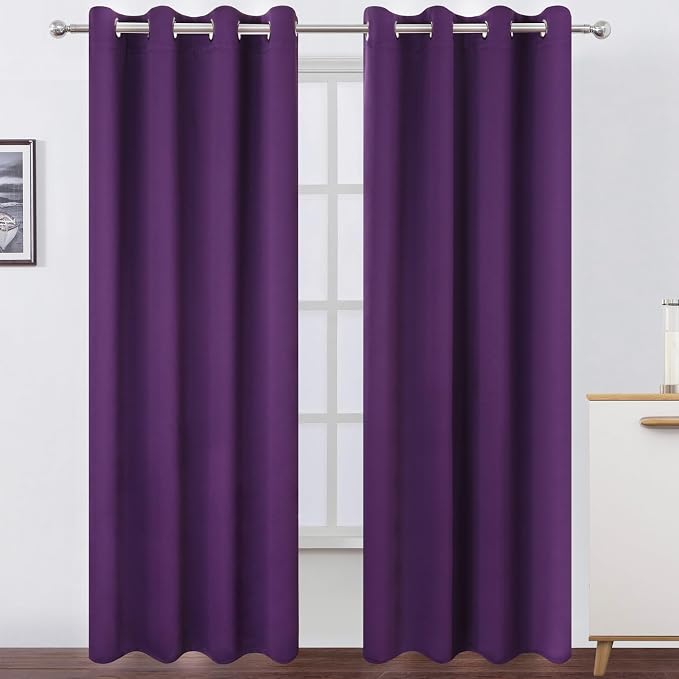 Blackout Curtains 52 x 120 Inch Long Purple Curtains Set of 2 Panels Room by Lemomo