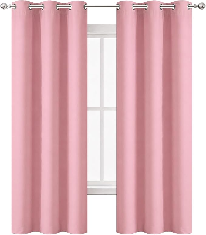 Blackout Curtains 42 x 95 inch/Pink Curtains Set of 2 Panels/Thermal Insulated - Image 2