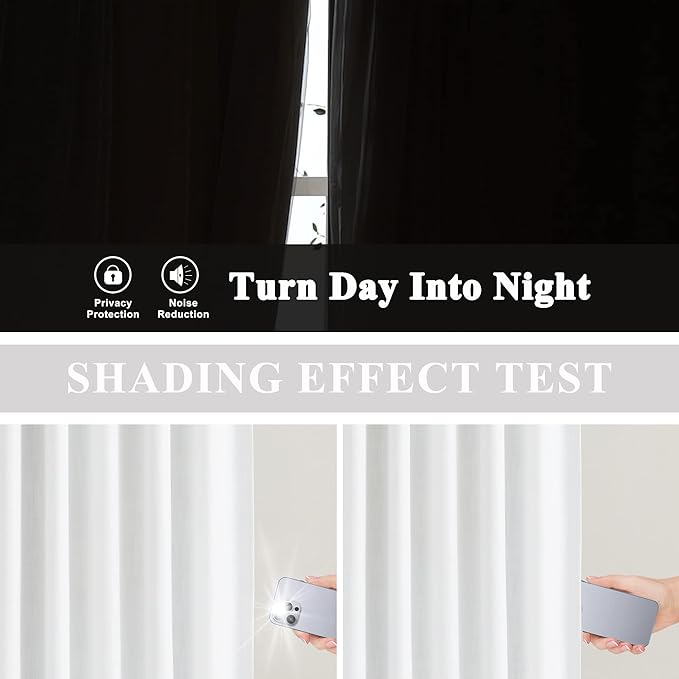 Vision Home White Pinch Pleated Full Blackout Curtains 60 inch Wide Thermal - Image 4