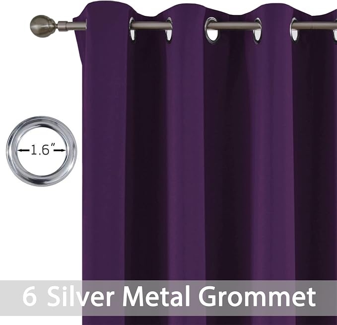 Yakamok Room Darkening Curtains 42x63 inch Length Purple-Living Room | 2 panels - Image 2