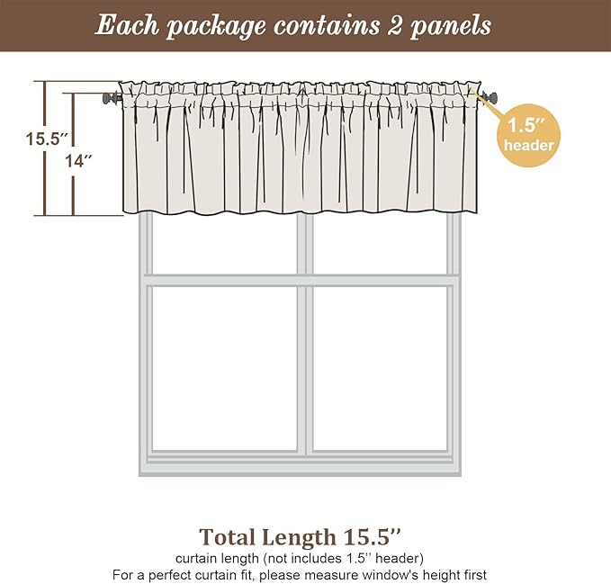 Chyhomenyc Sheer Valances for Windows, Light Filtering Small Window Curtains - Image 3