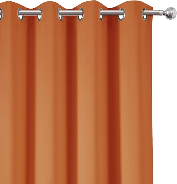 Orange Thermal Blackout Curtains/52 x 72 Inch/Set of 2 Panels Room Darkening - Image 5