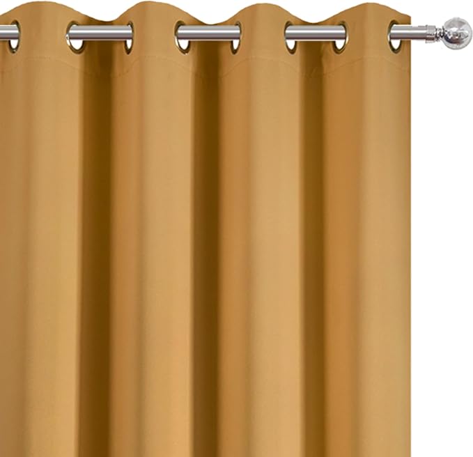 Mustard Yellow Thermal Blackout Curtains/52 x 95 Inch/Set of 2 Panels Room - Image 6