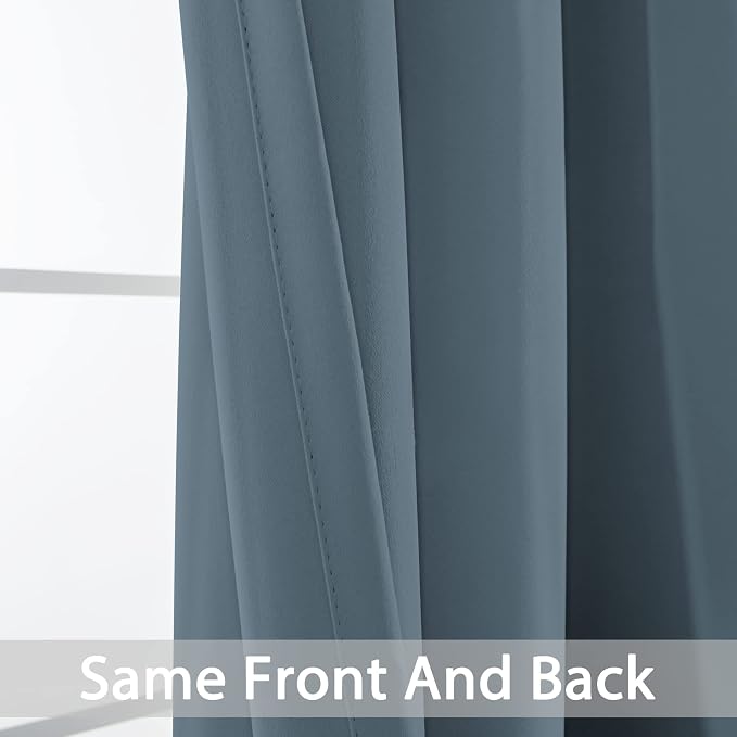 Yakamok Room Darkening Curtains 70x84 inch Length Stone Blue-Living Room | 2 - Image 3