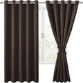 Blackout Curtains for Bedroom, 60 x 63 Inches Length Brown 2 Panels | Thermal by Hiasan