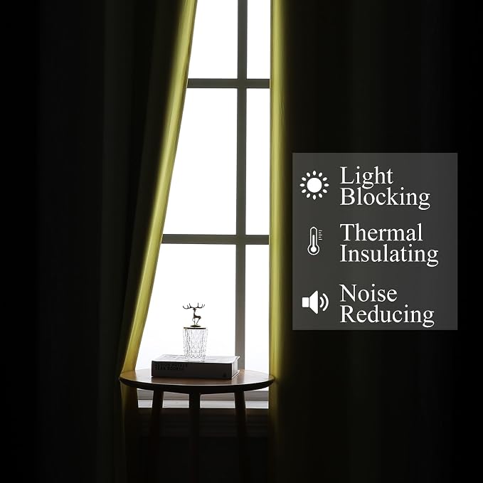 Black and Yellow Ombre Blackout Curtains 63 Inches Long | Room Darkening - Image 3
