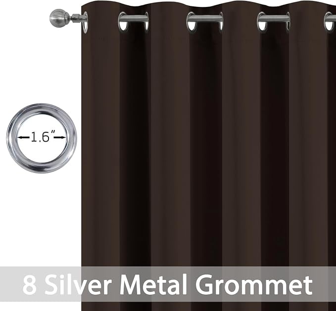Yakamok Room Darkening Curtains 52x96 inch Length Dark Brown-Living Room | 2 - Image 2