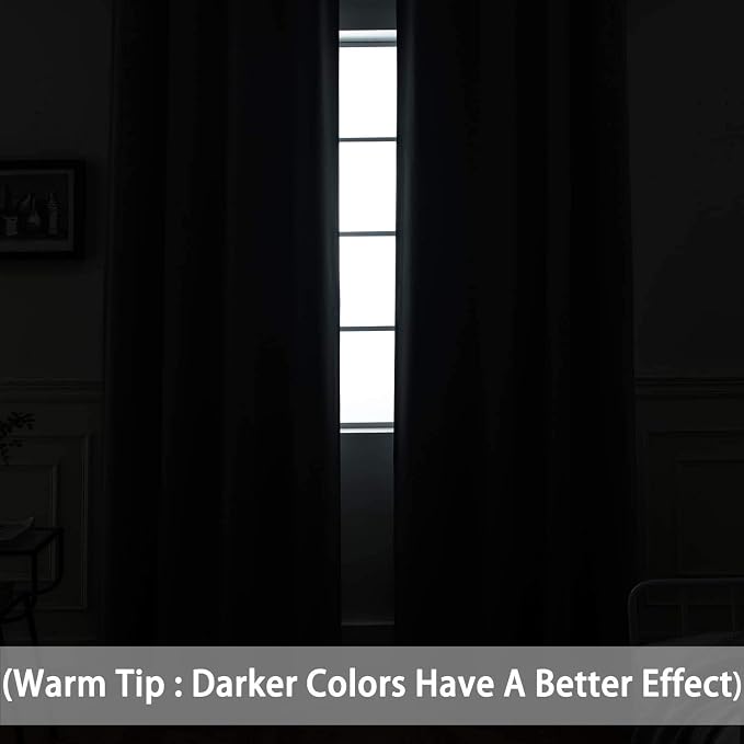 Yakamok Room Darkening Curtains 52x108 inch Length Black-Living Room | 2 panels - Image 2