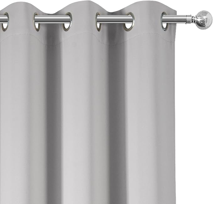 Blackout Curtains 52 x 90 Inch Long Light Grey Curtains Set of 2 Panels Room - Image 6