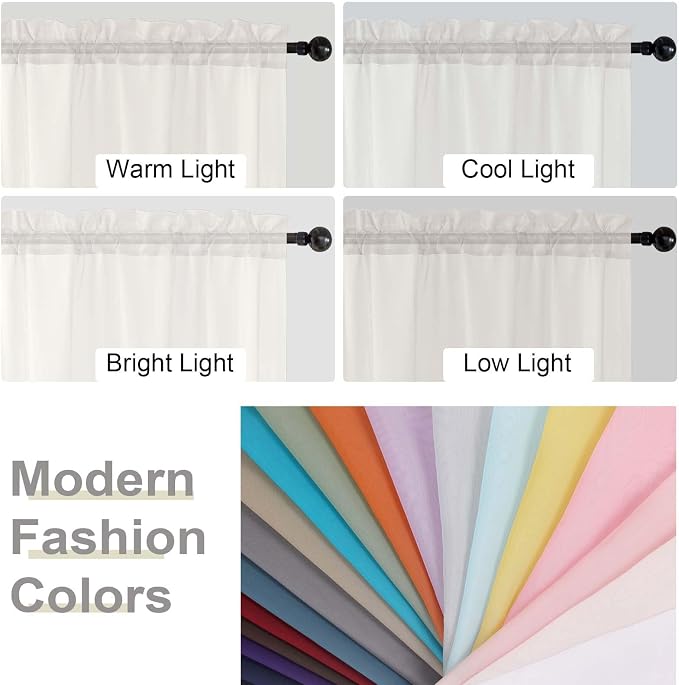 Ivory Sheer Curtains for Bedroom Living Room 96 Inches Long 2 Panels, Modern - Image 6