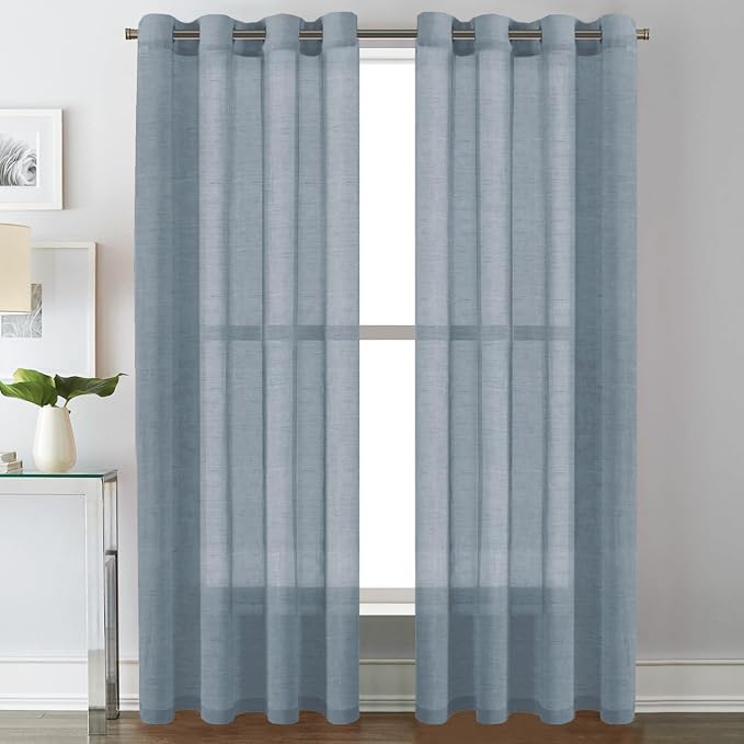 H.VERSAILTEX Linen Curtains 90 inches Long Linen Curtains/Natural Linen Blended by HVERSAILTEX