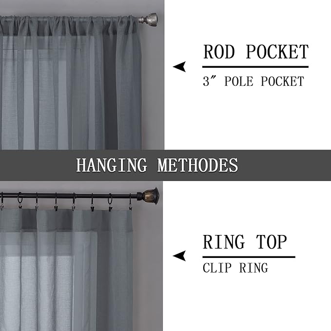 Tollpiz Short Sheer Curtains Linen Textured Bedroom Curtain Sheers Light - Image 5