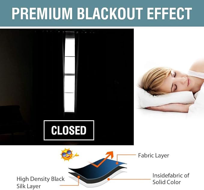 H.VERSAILTEX Blackout Curtains for Bedroom Black Out Curtains 90 inch Thermal - Image 6