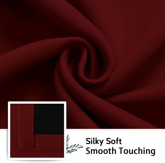 SimpleHome Burgundy Red 100% Blackout Curtains Room Darken Living Room 90 | - Image 7