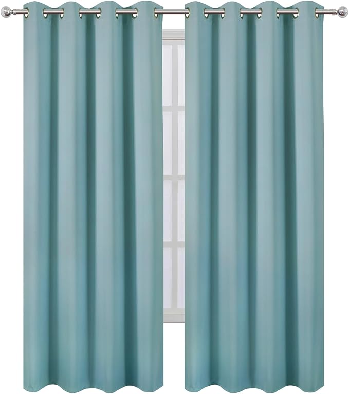 Blackout Curtains 52 x 84 inches Long Stone Blue Curtains Set of 2 Panels - Image 2