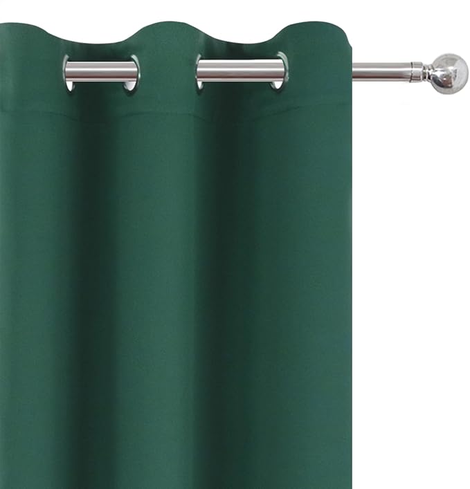 Blackout Curtains 52 x 90 Inch Long Dark Green Curtains Set of 2 Panels Room - Image 6