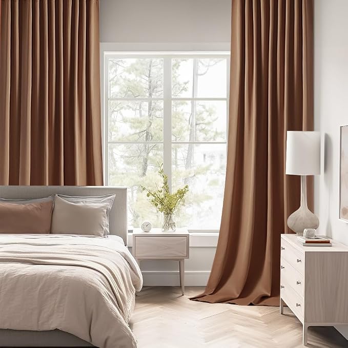 MIULEE Cappuccino Brown Back Tab Blackout Curtains 52"x90" Long 2 Panel Set | - Image 2