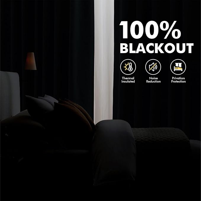 MIULEE 100% Blackout Linen Curtains 42 x 63 Inch Chambray Blue 2 Panels | - Image 2