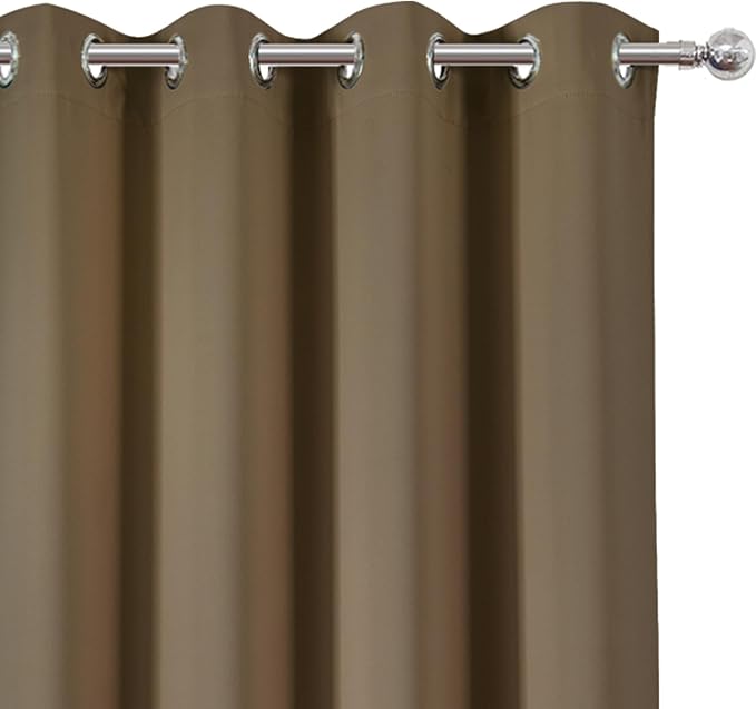 Blackout Curtains 66 x 54 Inch Long Brown Curtains Set of 2 Panels Room - Image 6
