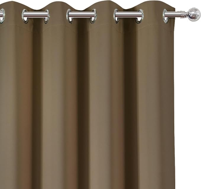 Brown Thermal Blackout Curtains/52 x 45 Inch/Set of 2 Panels Room Darkening - Image 6