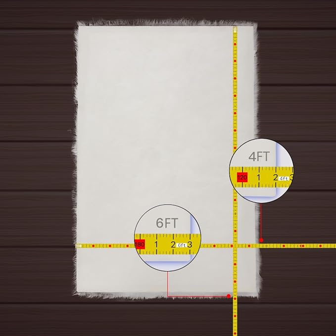 AMTOVO Faux Fur Sheepskin Rug for Living Room, 4 x 6 ft White Fluffy Area Rug - Image 9