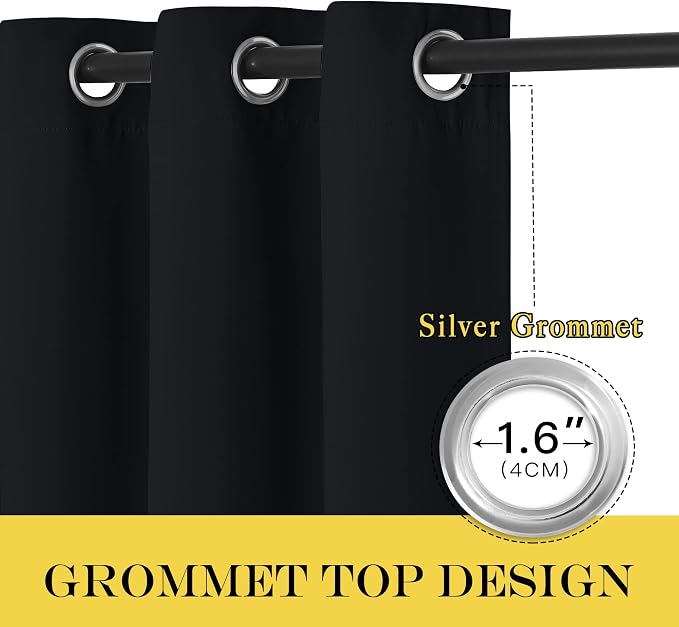 NICETOWN Black Blackout Curtain 108 inches Long - Image 3