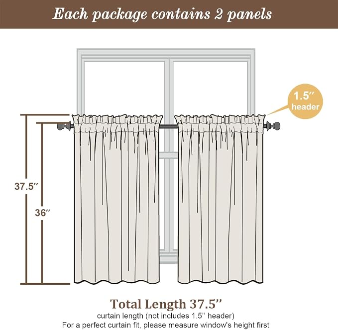 Chyhomenyc Sky Blue Sheer Curtains 36 inch Length 2 Panels, Light Filtering - Image 4