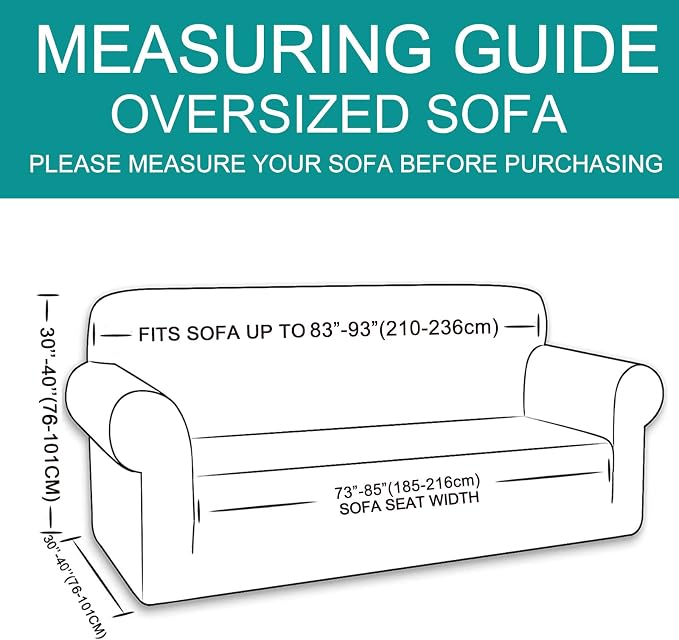 U-NICE HOME Oversized Stretch Couch Cover Slipcover, Burgundy | 3 Cushion Sofa - Image 6