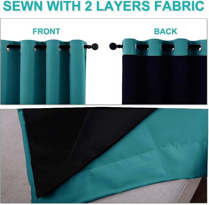 NICETOWN 100% Blackout Curtains 86 inches Long, Pair of Energy Smart & Noise - Image 5