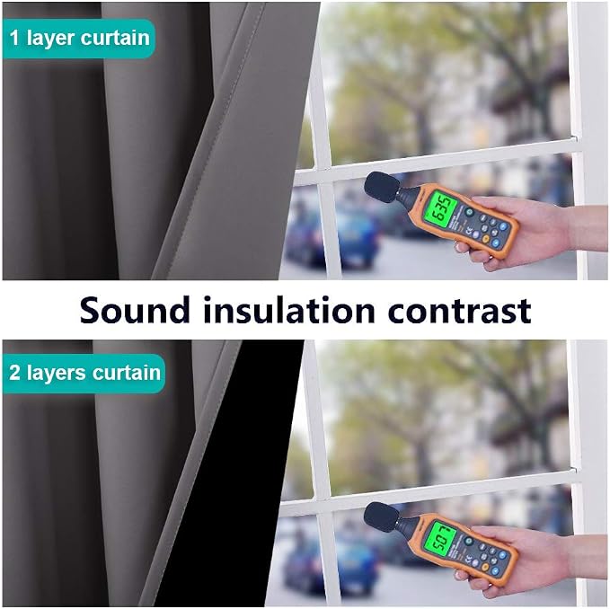 NICETOWN Grey 100% Blackout Room Warming Curtains 45 inches Long, Thermal - Image 4