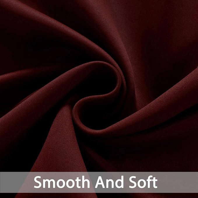 Yakamok Room Darkening Curtains 52x84 inch Length Burgundy Red-Living Room | 2 - Image 5