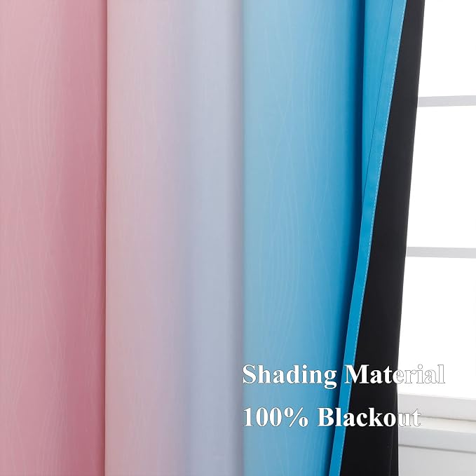 Pink and Blue Ombre Curtains for Bedroom 96 Inch Long | Room Darkening Curtains - Image 5