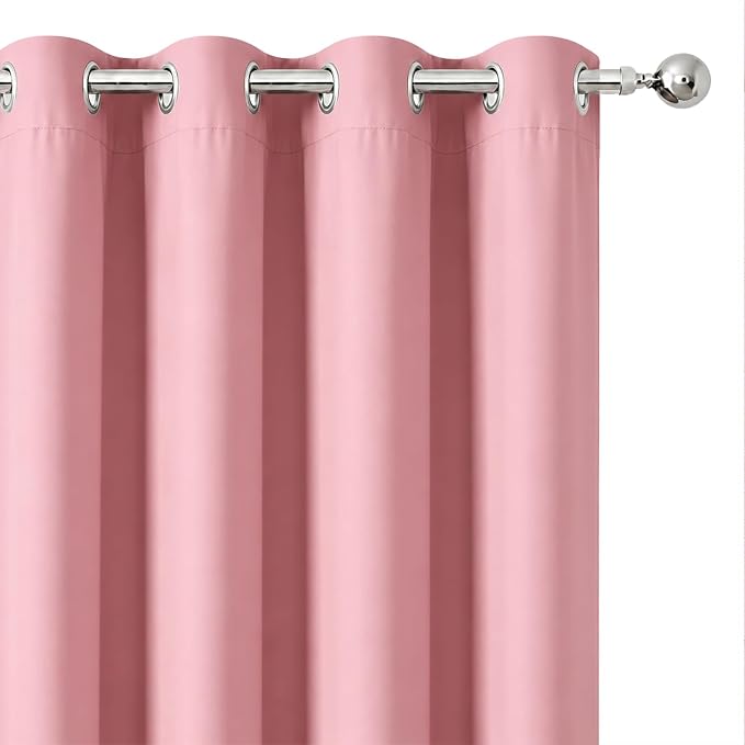 Pink Thermal Blackout Curtains/42 x 72 Inch/Set of 2 Panels Room Darkening - Image 6