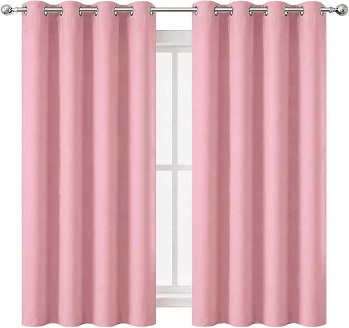 Pink Thermal Blackout Curtains/52 x 54 Inch/Set of 2 Panels Room Darkening - Image 2