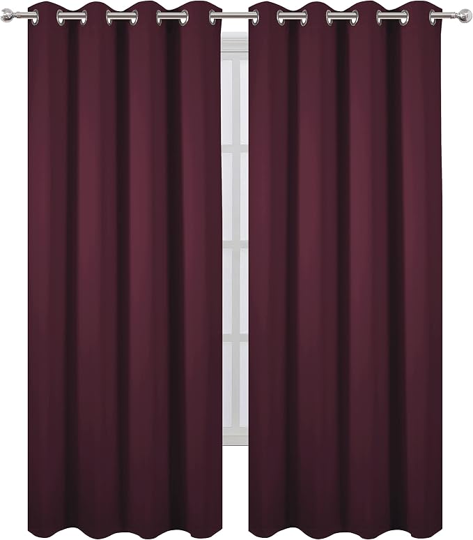 Burgundy Red Thermal Blackout Curtains/52 x 95 Inch/Set of 2 Panels Room - Image 2