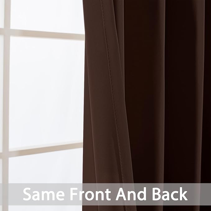 Yakamok Room Darkening Curtains 52x63 inch Long Chocolate Brown-Living Room | 2 - Image 6