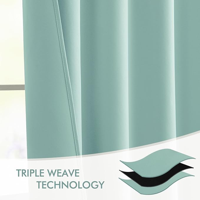 MIULEE Aqua Back Tab Blackout Curtains 52x90 Inch Long 2 Panels Set | Rod - Image 7
