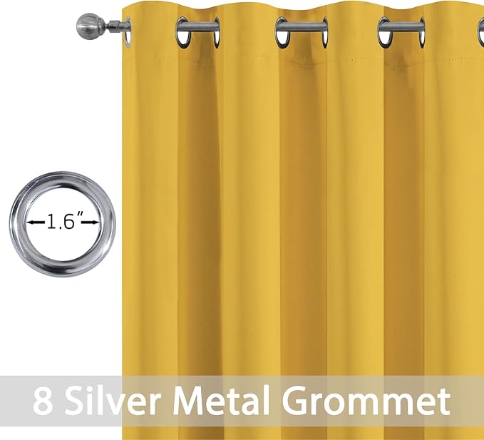 Yakamok Room Darkening Curtains 52x84 inch Long Mustard Yellow-Living Room | 2 - Image 3