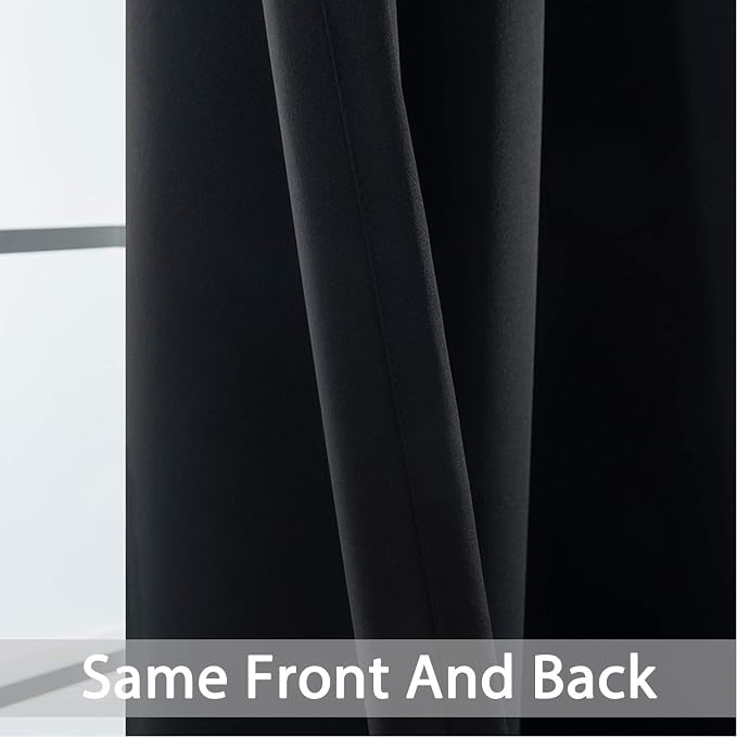 Yakamok Black Room Darkening Curtains 84 inch Sliding Door Drapes | 1 - Image 7